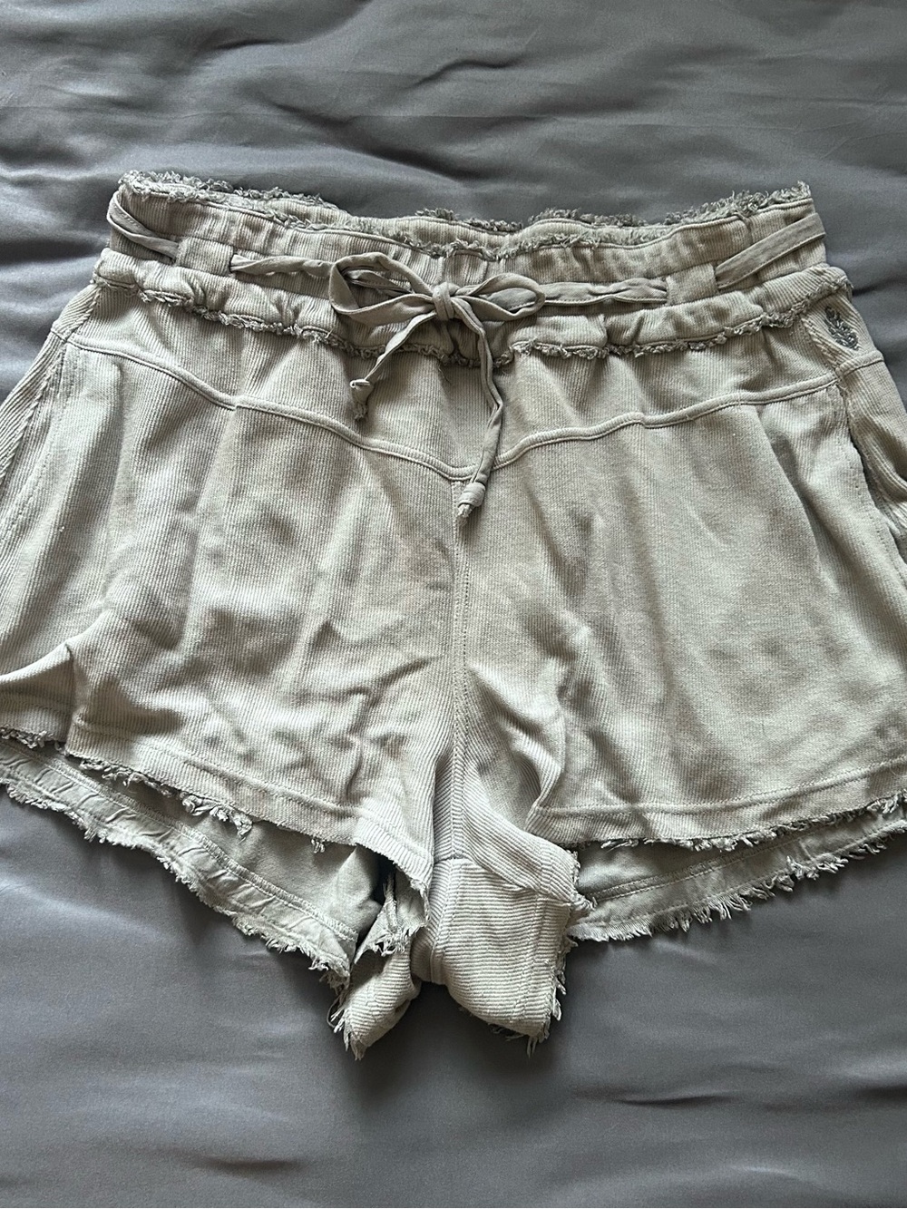 Free People Casual Drawstring Fringe Hem Shorts